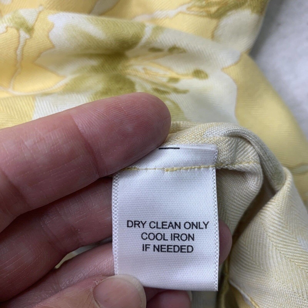 Jos A Bank Hawaiian Shirt Mens Large Yellow White Flowers Silk Relaxed Aloha - Picture 8 of 11